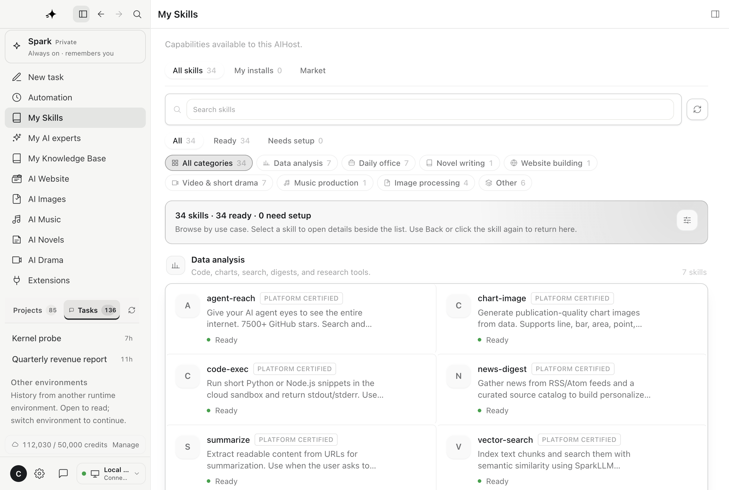 Skills market: data, office, sites, and more