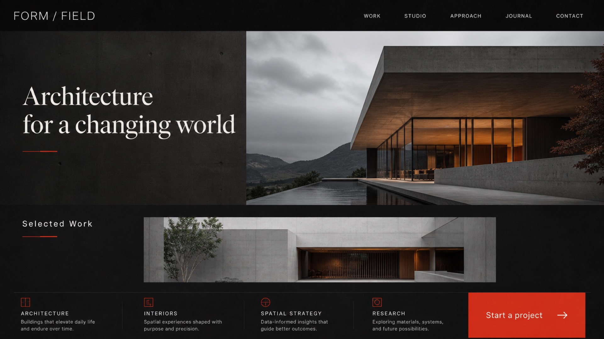 FORM FIELD architecture website generated with Spark AI Sites