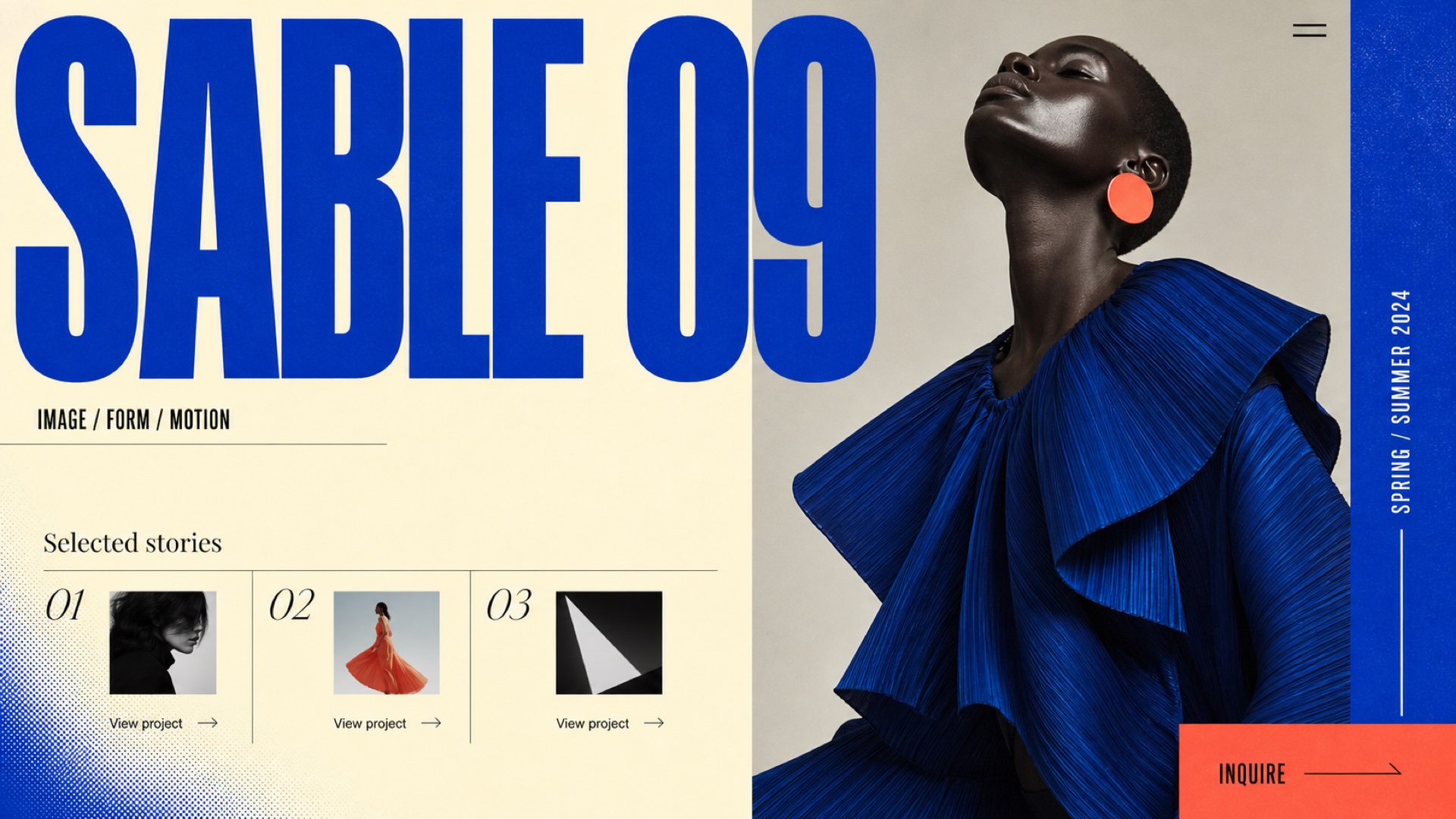 Bold editorial fashion portfolio website